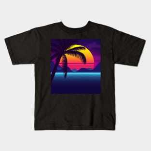 Classic Palm Tree Sunset Synthwave Kids T-Shirt